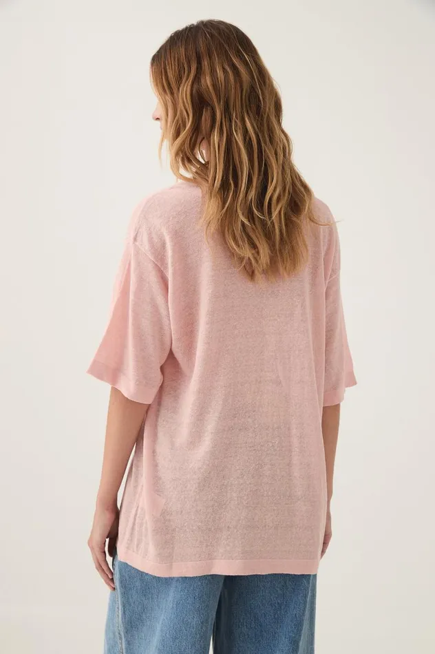 Aje Tees Elvira Oversized Linen Tee Blush Pink 8211 Women Aje Tees Elvira Oversized Linen Tee Blush Pink 8211 Women