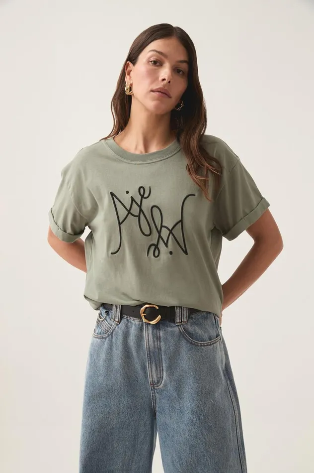 Aje Tees Prophecy Logo Heritage Tee Oakmossblack 8211 Women Aje Tees Prophecy Logo Heritage Tee Oakmossblack 8211 Women