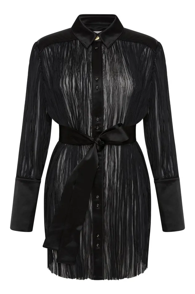 Aje Tops Aerial Oversized Pleated Shirt Black 8211 Women Aje Tops Aerial Oversized Pleated Shirt Black 8211 Women