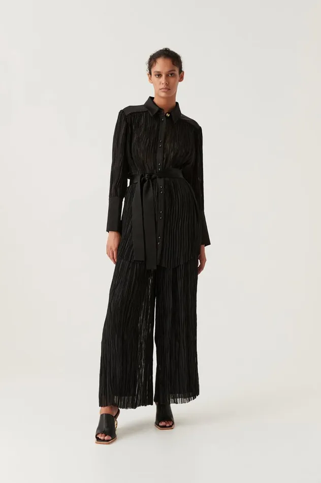 Aje Tops Aerial Oversized Pleated Shirt Black 8211 Women Aje Tops Aerial Oversized Pleated Shirt Black 8211 Women