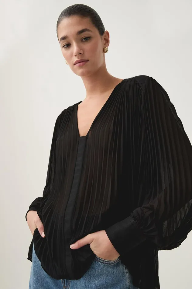 Aje Tops Cathedra Pleated Blouse Black 8211 Women