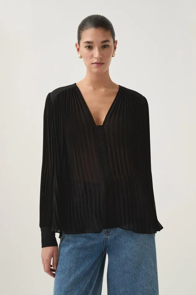 Aje Tops Cathedra Pleated Blouse Black 8211 Women Aje Tops Cathedra Pleated Blouse Black 8211 Women
