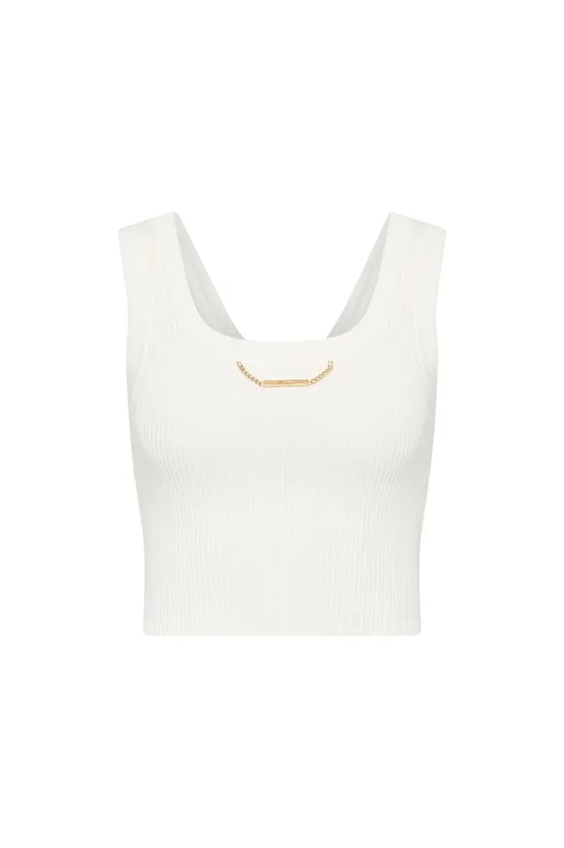 Aje Tops Estella Cropped Knit Tank Ivory 8211 Women Aje Tops Estella Cropped Knit Tank Ivory 8211 Women