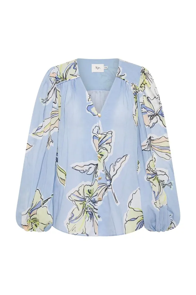 Aje Tops Romantica Blouse Blue Hibiscus 8211 Women Aje Tops Romantica Blouse Blue Hibiscus 8211 Women