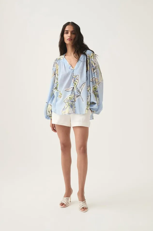 Aje Tops Romantica Blouse Blue Hibiscus 8211 Women Aje Tops Romantica Blouse Blue Hibiscus 8211 Women