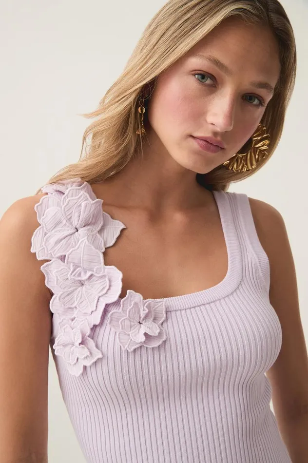 Aje Tops Splendour Flower Knit Tank Soft Violet 8211 Women Aje Tops Splendour Flower Knit Tank Soft Violet 8211 Women