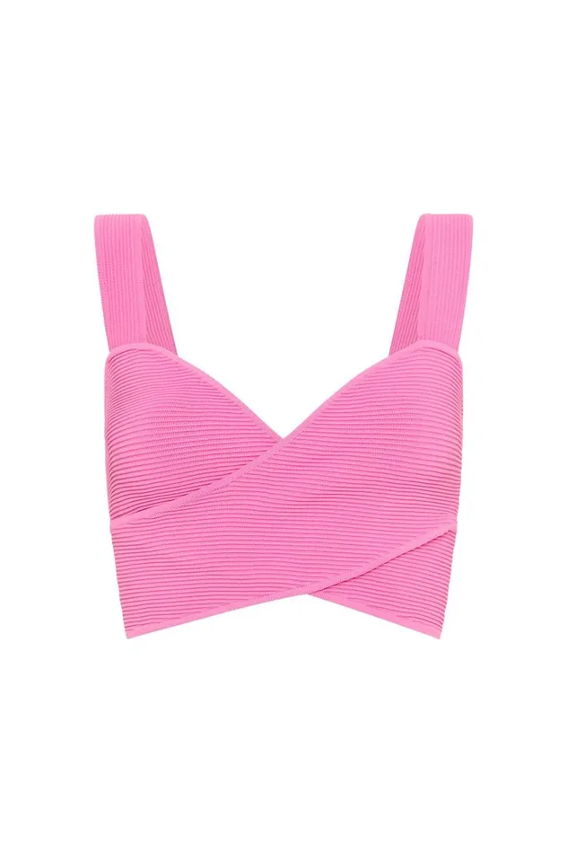 Aje Tops Sybil Twist Knit Bustier Brilliant Pink 8211 Women Aje Tops Sybil Twist Knit Bustier Brilliant Pink 8211 Women