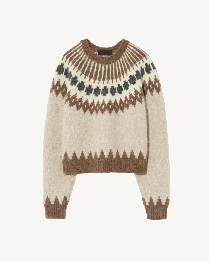 ALENA SWEATER Oatmeal Fairisle Women Nili Lotan Knits and Sweaters