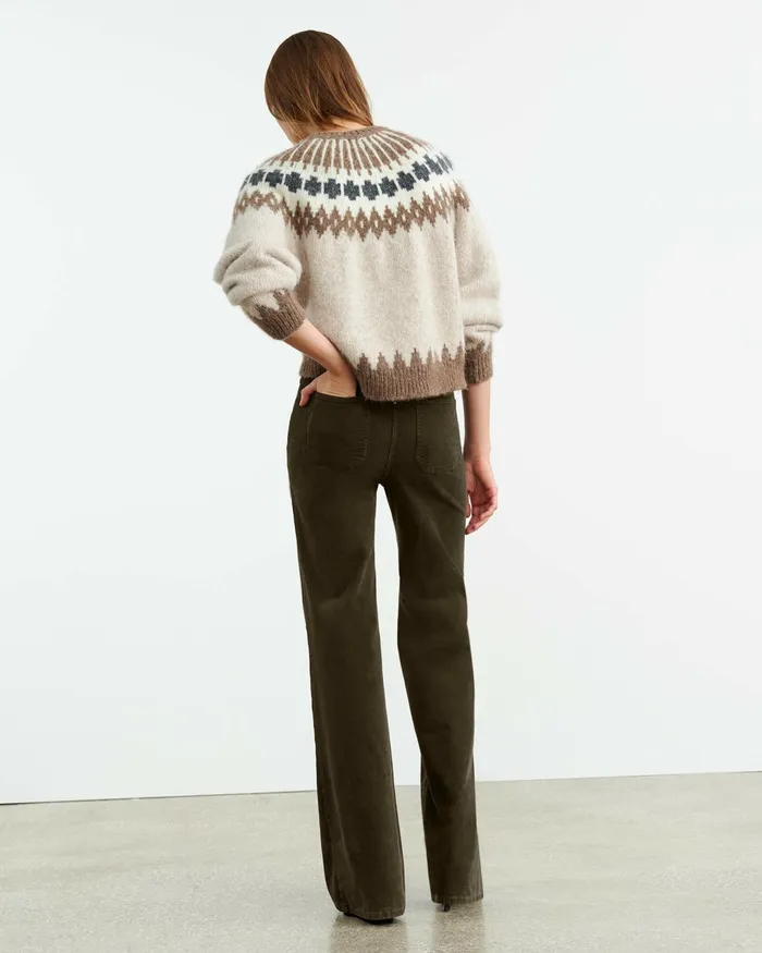 ALENA SWEATER Oatmeal Fairisle Women Nili Lotan Knits and Sweaters