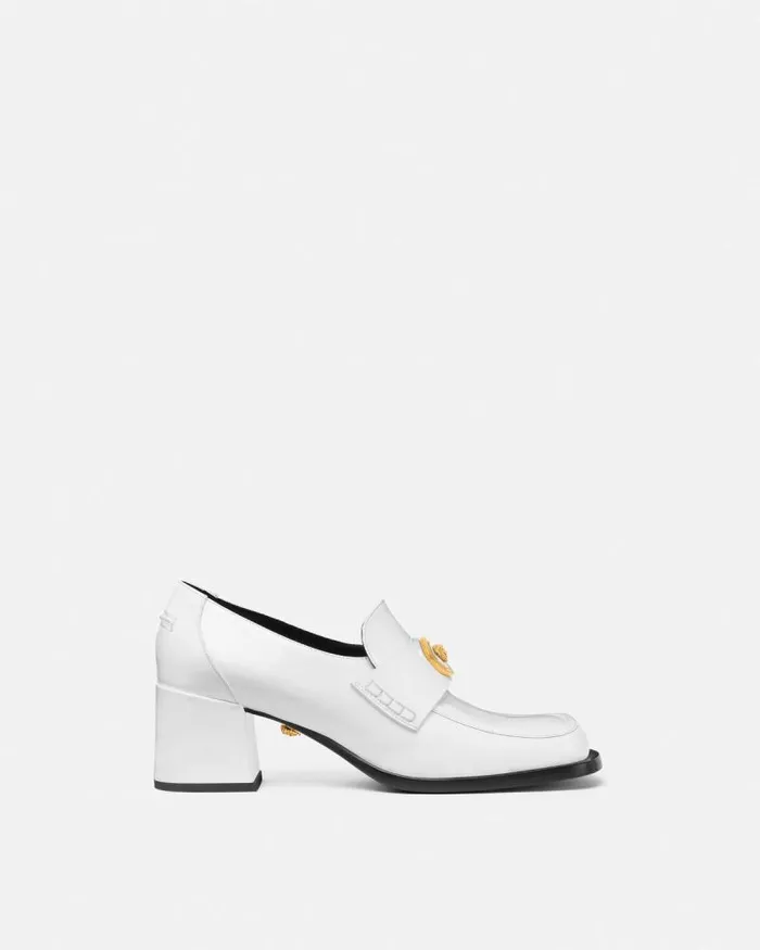 Alia Patent Loafer Pumps 55 Mm White Women Versace Loafers and Flats