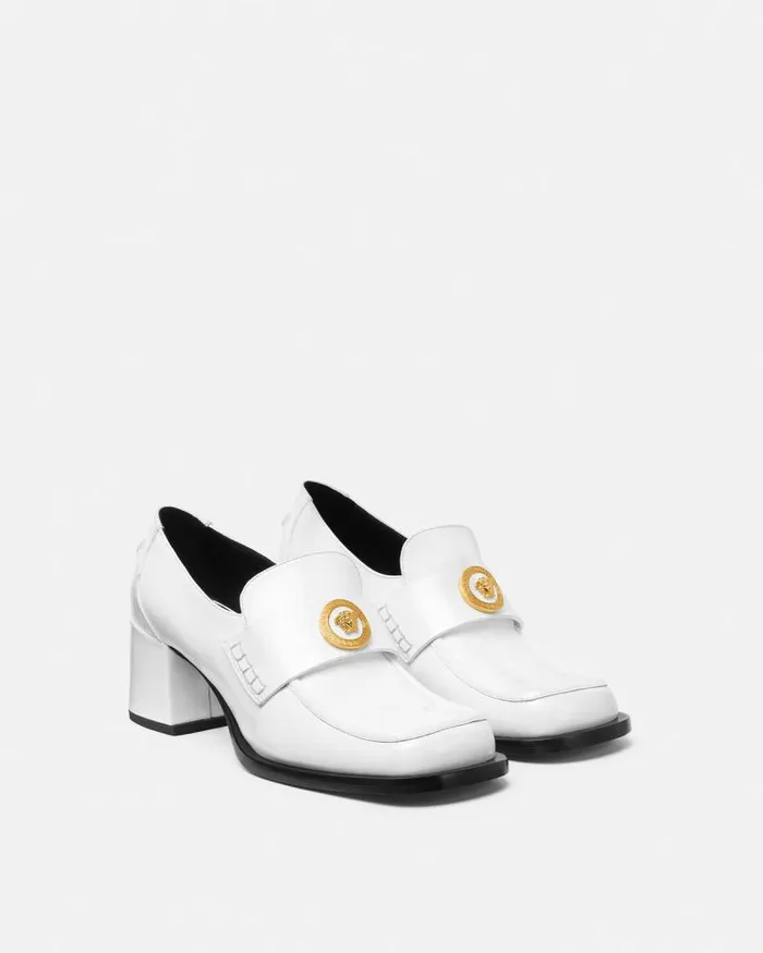 Alia Patent Loafer Pumps 55 Mm White Women Versace Loafers and Flats