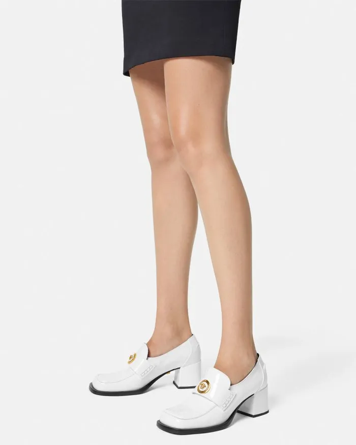 Alia Patent Loafer Pumps 55 Mm White Women Versace Loafers and Flats