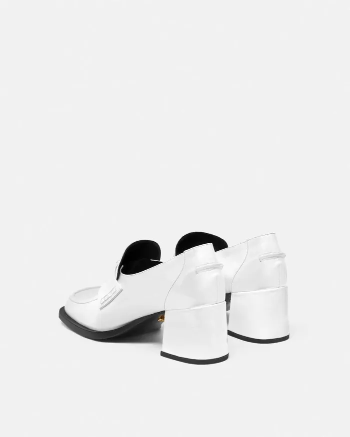 Alia Patent Loafer Pumps 55 Mm White Women Versace Loafers and Flats