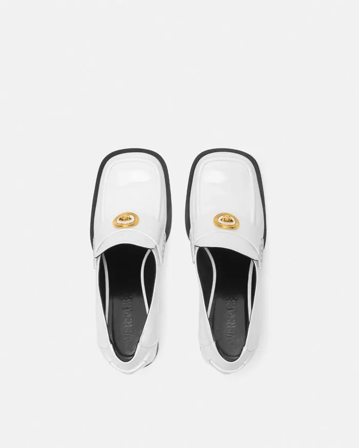 Alia Patent Loafer Pumps 55 Mm White Women Versace Loafers and Flats
