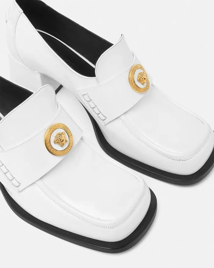 Alia Patent Loafer Pumps 55 Mm White Women Versace Loafers and Flats