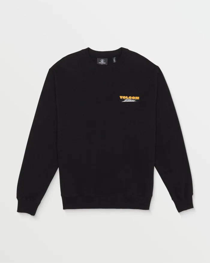 Allostone Crew Sweatshirt 8211 Black Mens Volcom Hoodies and Sweatshirts