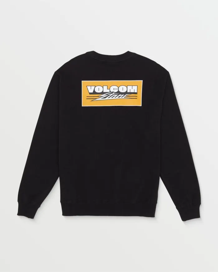 Allostone Crew Sweatshirt 8211 Black Mens Volcom Hoodies and Sweatshirts