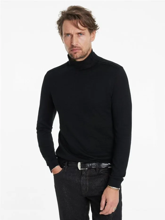 ALONTE MOCK NECK Black Men John Varvatos Sweaters