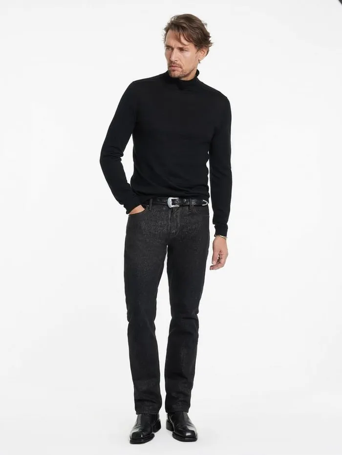 ALONTE MOCK NECK Black Men John Varvatos Sweaters