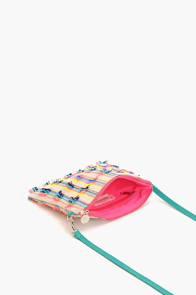 America and Beyond Crossbody Bags Women Fringed stripe Spring Top Zip Clutch