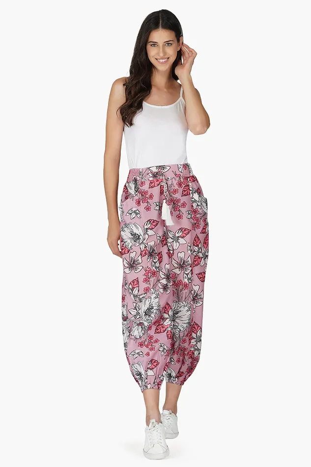 America and Beyond Marsala Floral Pant Women Pants