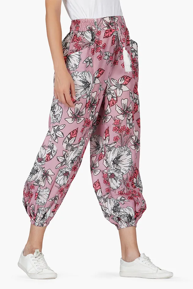America and Beyond Marsala Floral Pant Women Pants