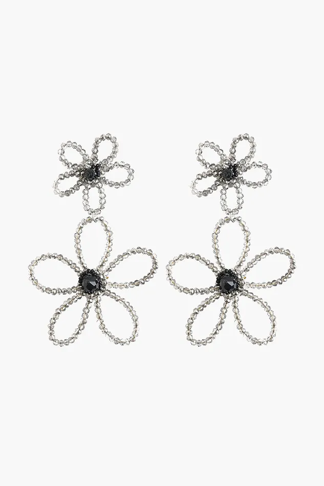 America and Beyond Small Accessories Women Silver Beaded Floral Drop Earrings