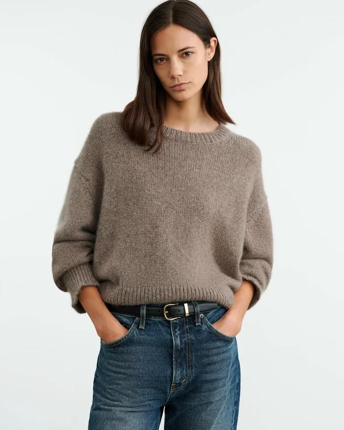 ANISA CASHMERE SWEATER Peat Melange Women Nili Lotan Knits and Sweaters