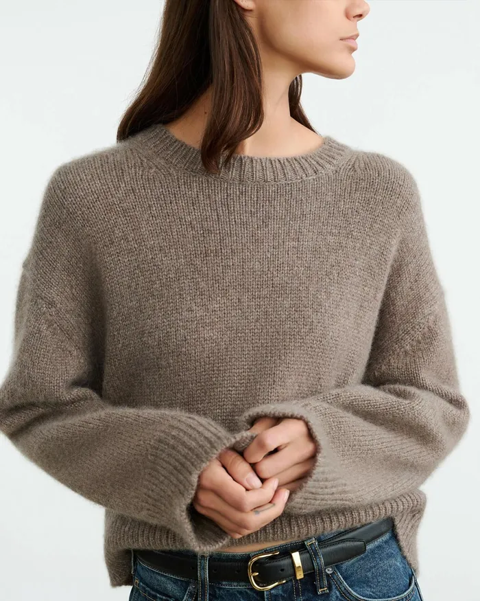 ANISA CASHMERE SWEATER Peat Melange Women Nili Lotan Knits and Sweaters