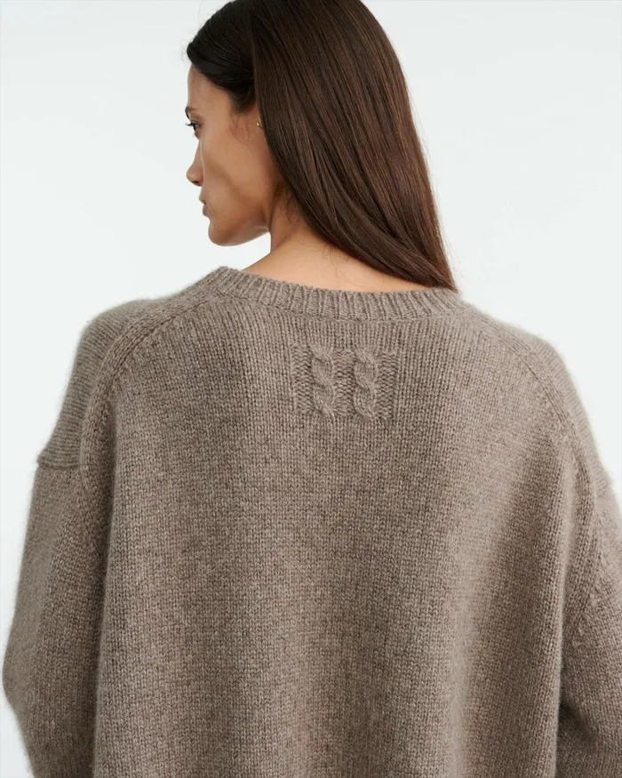 ANISA CASHMERE SWEATER Peat Melange Women Nili Lotan Knits and Sweaters