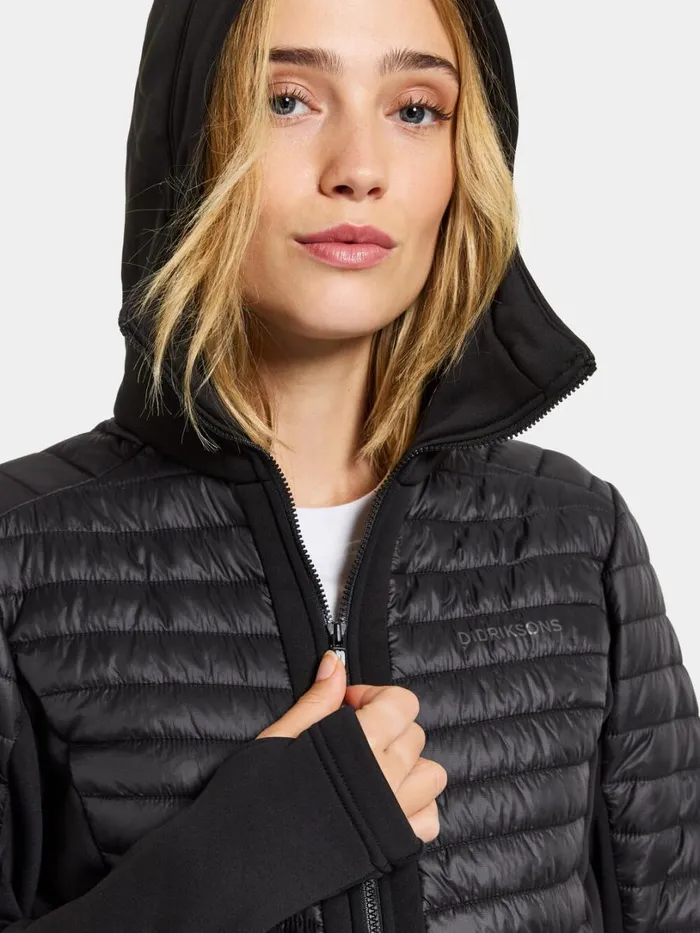 Annema Fullzip Black Women Didriksons Hybrid Jackets