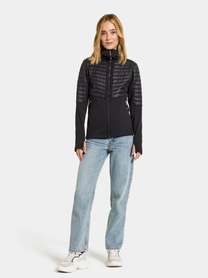 Annema Fullzip Black Women Didriksons Hybrid Jackets
