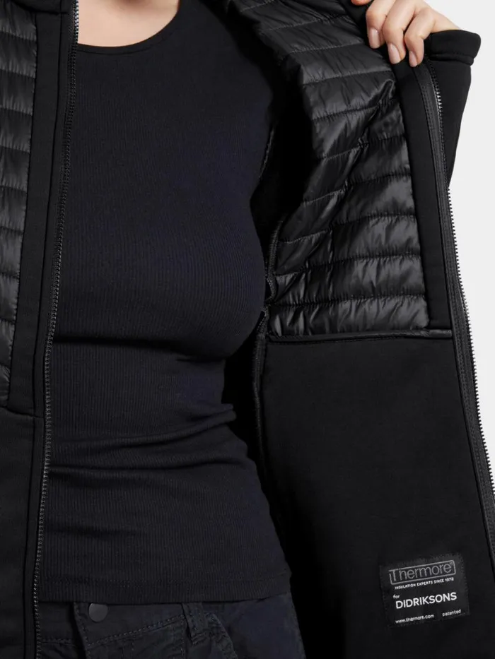 Annema Fullzip Black Women Didriksons Hybrid Jackets