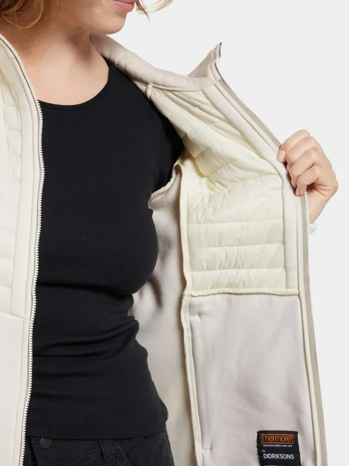 Annema Fullzip Shell White Women Didriksons Hybrid Jackets