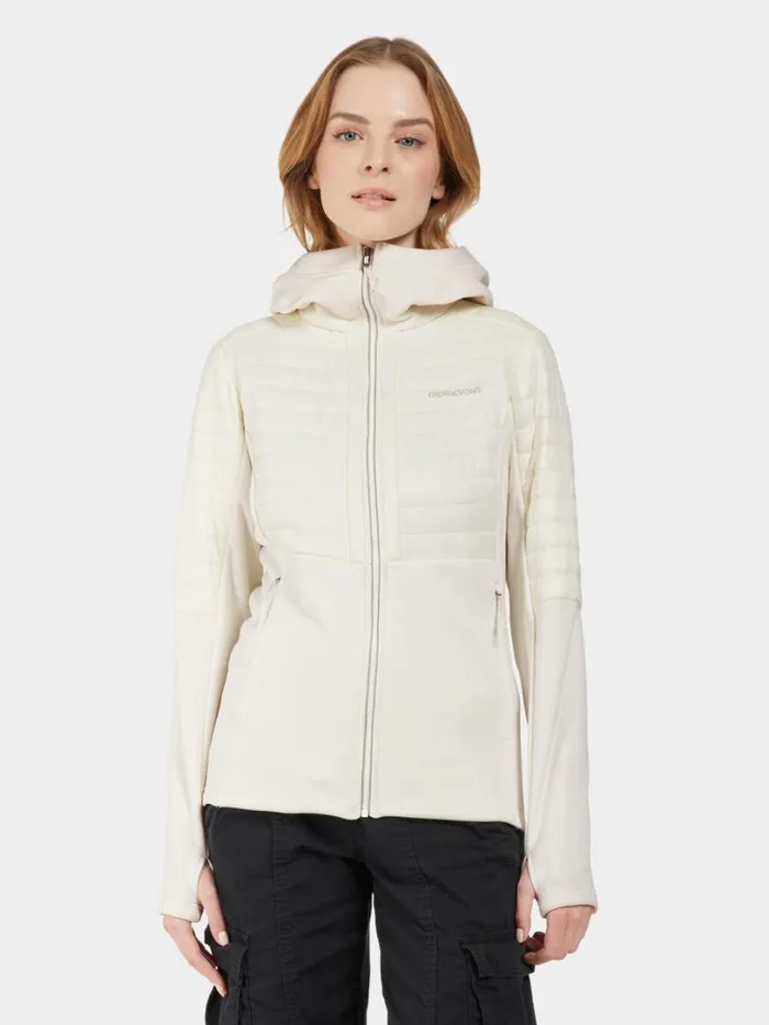 Annema Fullzip Shell White Women Didriksons Hybrid Jackets