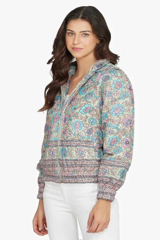 Aruba Blue Floral Bomber Jacket Women Jackets America and Beyond Aruba Blue Floral Bomber Jacket Women Jackets America and Beyond