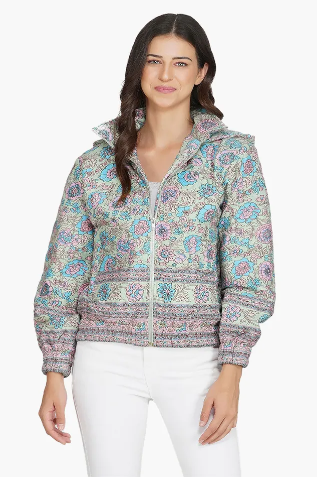 Aruba Blue Floral Bomber Jacket Women Jackets America and Beyond Aruba Blue Floral Bomber Jacket Women Jackets America and Beyond