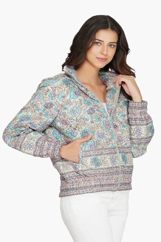 Aruba Blue Floral Bomber Jacket Women Jackets America and Beyond Aruba Blue Floral Bomber Jacket Women Jackets America and Beyond