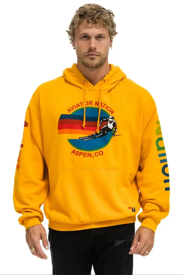 Aspen Relaxed Pullover Hoodie 8211 Gold WomenMen Aviator Nation Hoodies