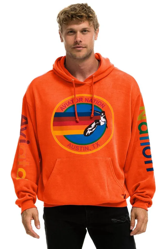 Austin Relaxed Pullover Hoodie 8211 Orange WomenMen Aviator Nation Hoodies