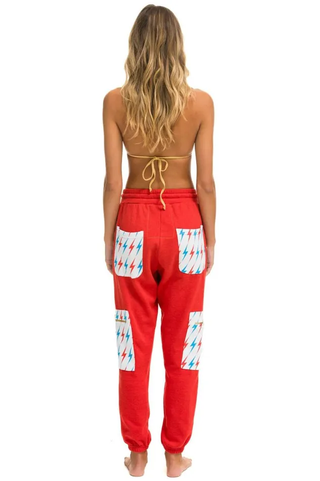 Aviator Bolt Cargo Color Block Sweatpants 8211 Red Usa Women Aviator Nation Sweatpants