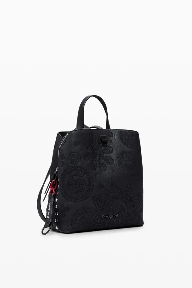 Backpacks Women Desigual Embroidered S Backpack Black