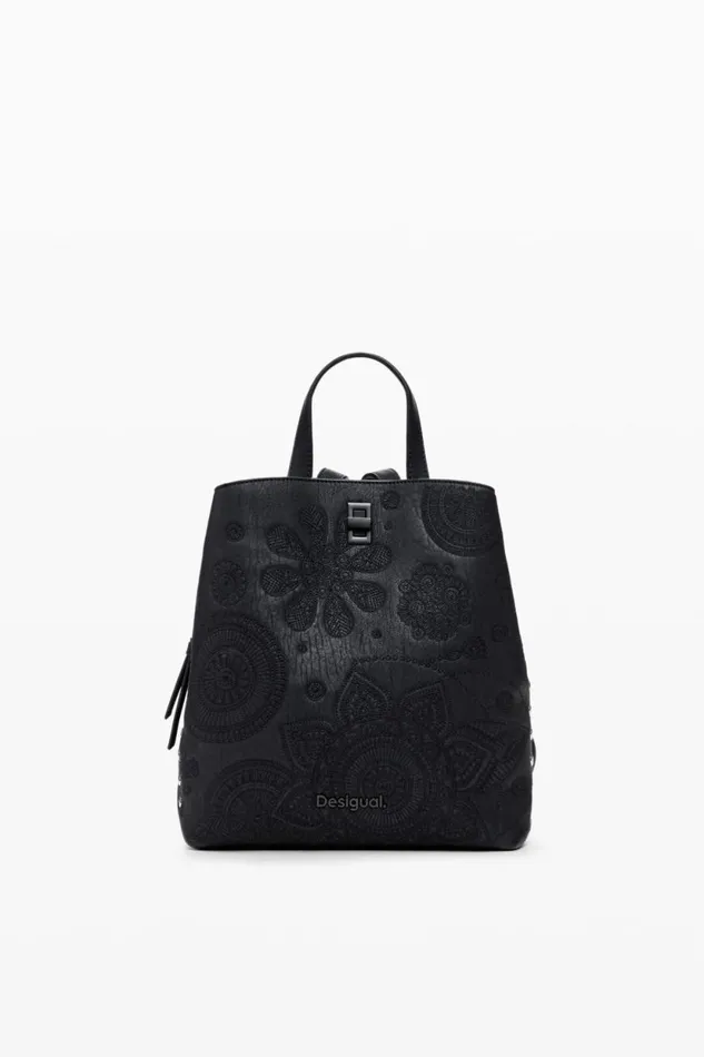Backpacks Women Desigual Embroidered S Backpack Black