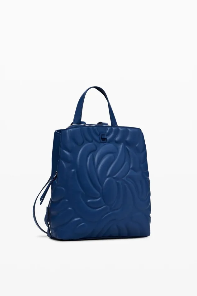Backpacks Women Desigual Mini Backpack With Geometric Flowers Blue