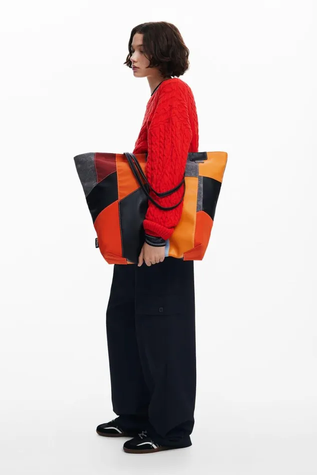 Bags Women Desigual Arty Patch Bag With Large Handles Orange