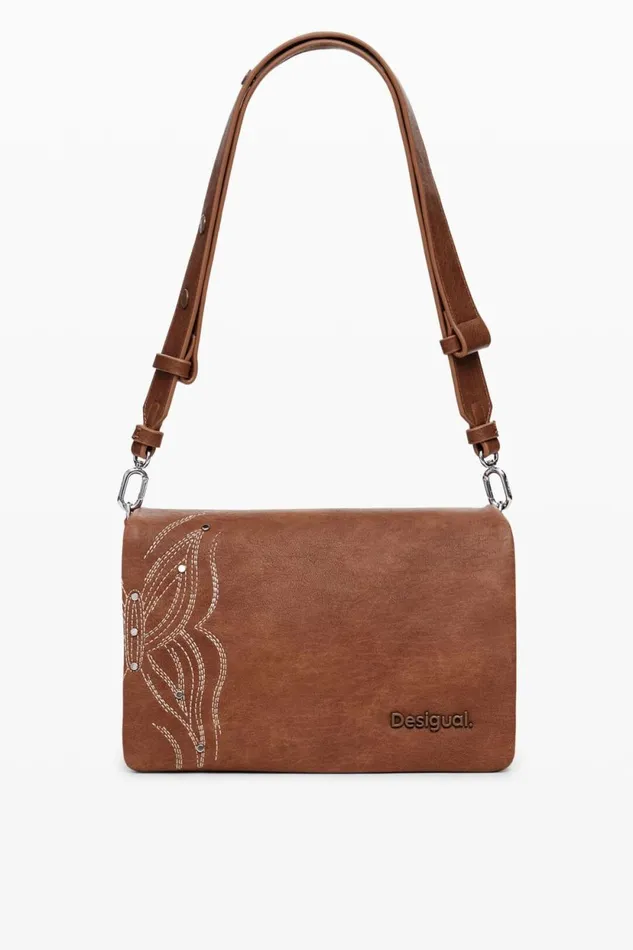 Bags Women Desigual Butterfly Crossbody Bag Brown