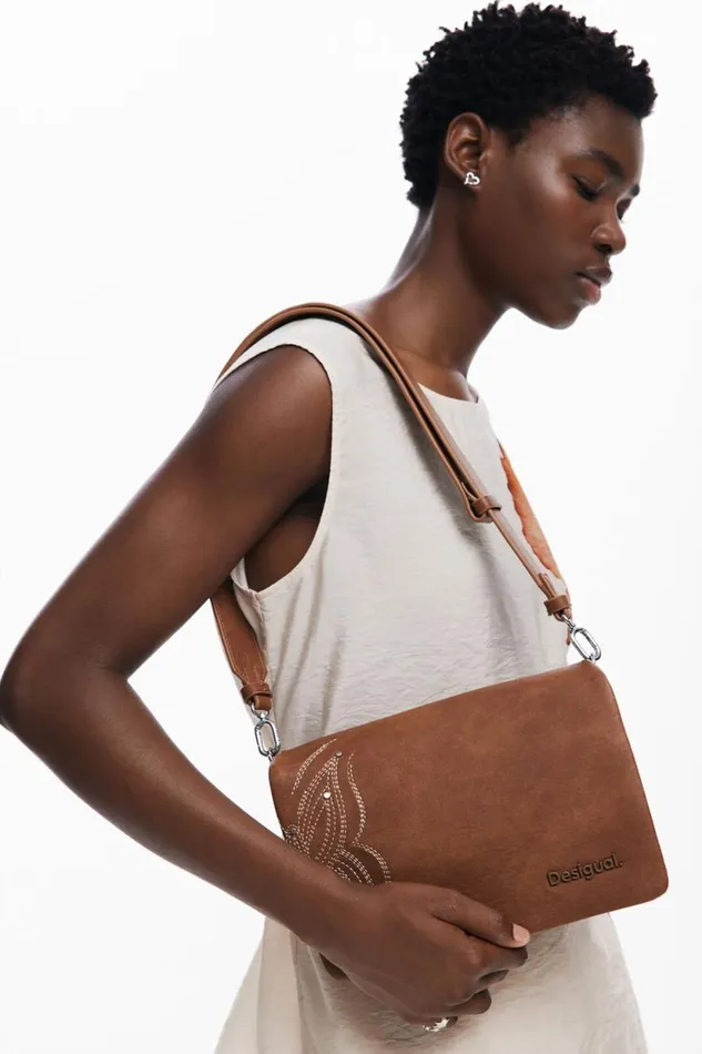 Bags Women Desigual Butterfly Crossbody Bag Brown