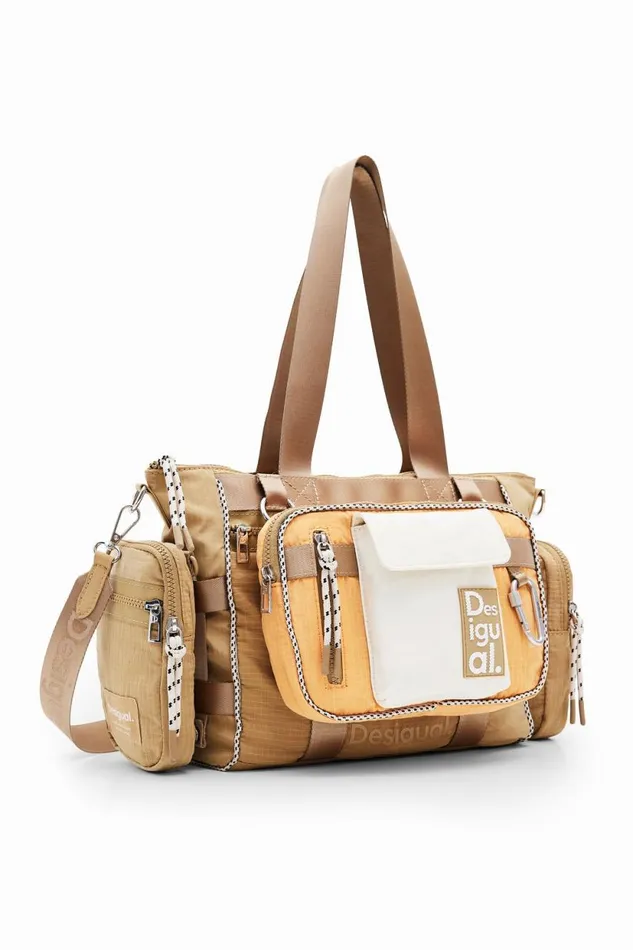 Bags Women Desigual M Multiposition Voyager Bowling Bag Brown