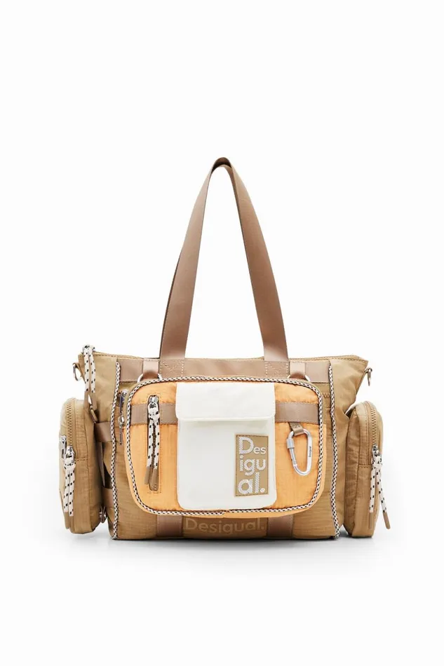 Bags Women Desigual M Multiposition Voyager Bowling Bag Brown