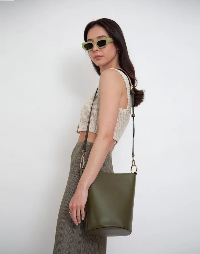 Bags Women Madewell Hyer Goods Luxe Convertible Bucket Bag Olive